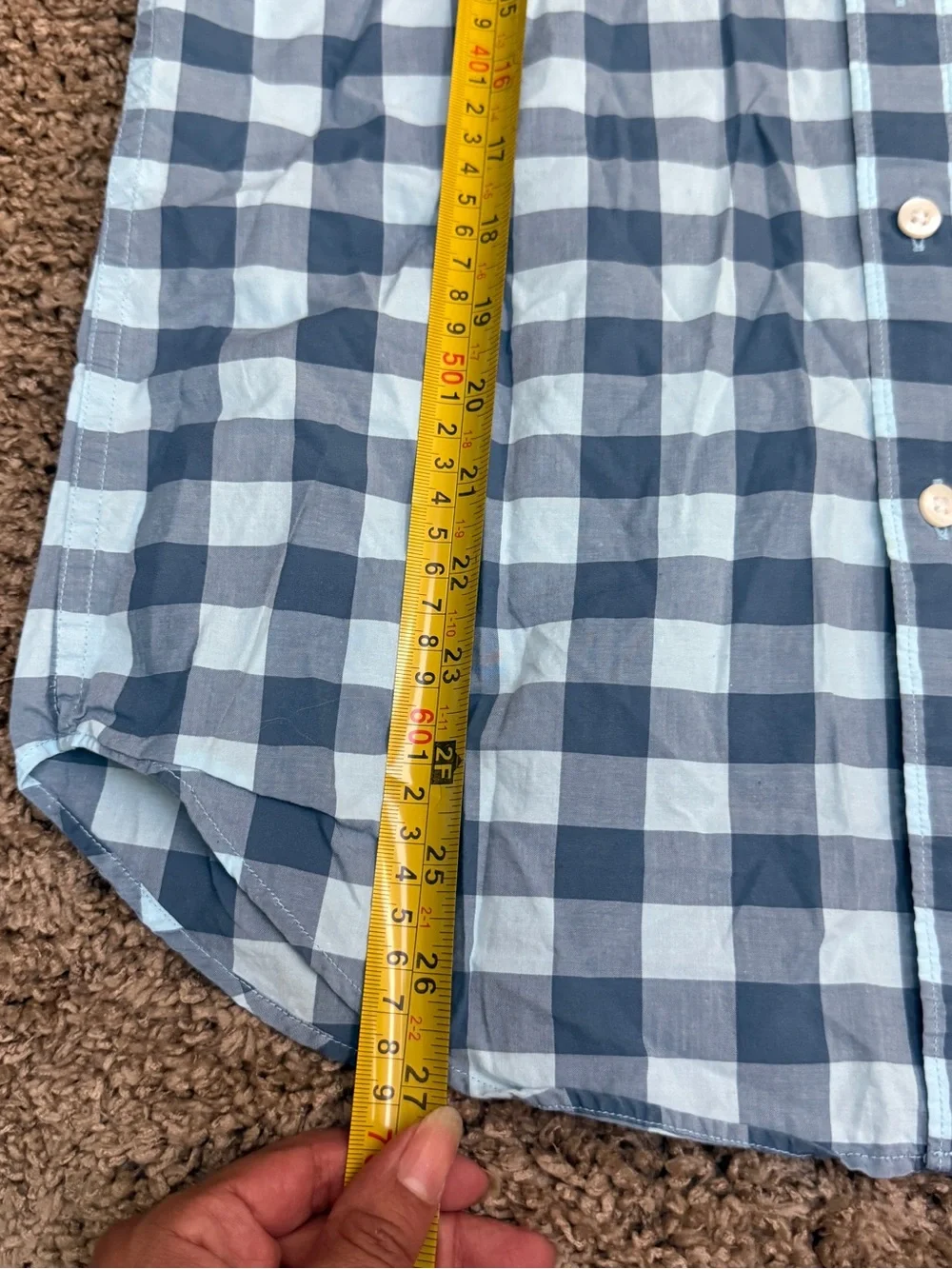 J. Crew Light and Dark Blue Gingham Short-Sleeve Button-Down Shirt